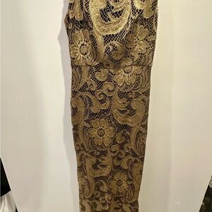 Alice + Olivia Gold and Black Lace Dress